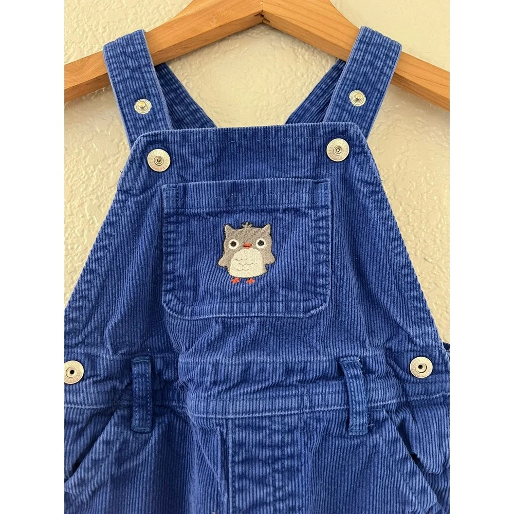 Gymboree‎ Boys Royal Blue Corduroy Owl Cargo Overalls 18-24 Months